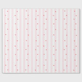 Papier cadeau rayures blanches et roses + coeurs (Plat)