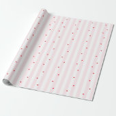 Papier cadeau rayures blanches et roses + coeurs (Déroulé)