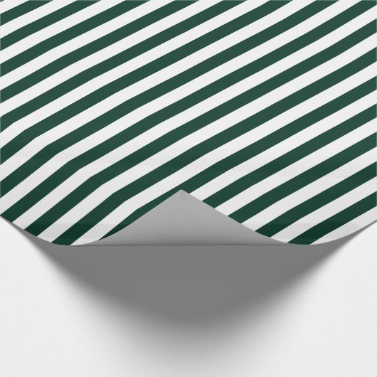 Papier Cadeau Rayures - blanches et vert-foncé (Coin)