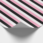 Papier Cadeau Rayures blanches noires roses (Coin)