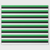 Papier Cadeau Rayures blanches noires vertes (Plat)