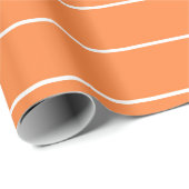 Papier Cadeau Rayures blanches simples sur fond orange (Coin rond)