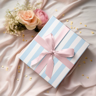 Papier Cadeau Rayures bleu clair et blanc