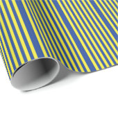 Papier Cadeau Rayures bleu foncé et jaune (Coin rond)