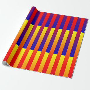 Papier Cadeau Rayures Bleu Rouge Jaune