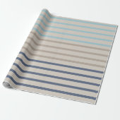 Papier Cadeau Rayures bleu turquoise et beige (Déroulé)
