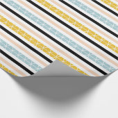 Papier Cadeau Rayures bleues blanches noires jaunes (Coin)