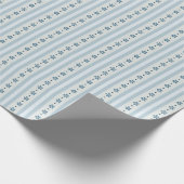Papier Cadeau Rayures Bleues Clair Et Fleurs (Coin)