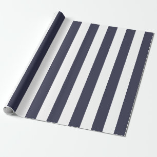 Papier Cadeau Rayures bleues de minuit modernes simples de