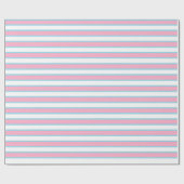 Papier Cadeau Rayures bleues de rose, blanches et en pastel (Plat)