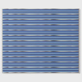 Papier Cadeau Rayures bleues et argentées (Plat)