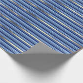 Papier Cadeau Rayures bleues et argentées (Coin)