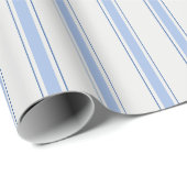 Papier Cadeau Rayures bleues et blanches cassées (Coin rond)