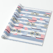 Papier Cadeau Rayures Bleues et Blanches Poussette (Déroulé)