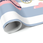 Papier Cadeau Rayures Bleues et Blanches Poussette (Coin rond)