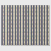 Papier Cadeau Rayures bleues et fleurs (Plat)