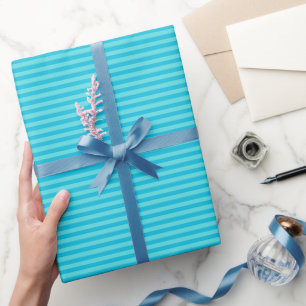 Papier Cadeau Rayures bleues et turquoise clair