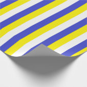 Papier Cadeau Rayures bleues, jaunes et blanches verticales (Coin)