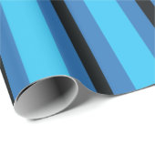 Papier Cadeau Rayures bleues noires (Coin rond)