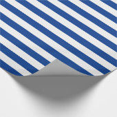 Papier Cadeau Rayures bleues sur la couleur faite sur commande (Coin)