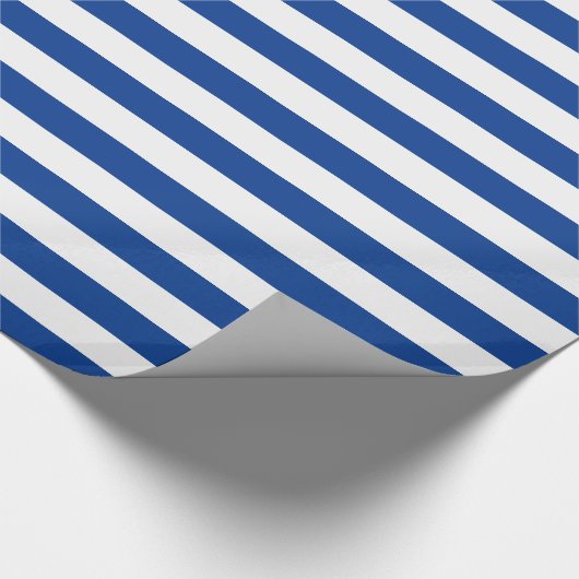 Papier Cadeau Rayures bleues sur la couleur faite sur commande (Coin)