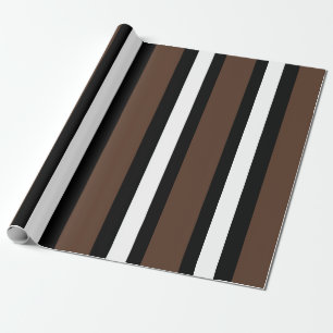 Papier Cadeau rayures Brown, noir et blanc