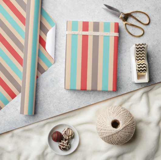 Papier Cadeau Rayures chaudes  (Artisanat)