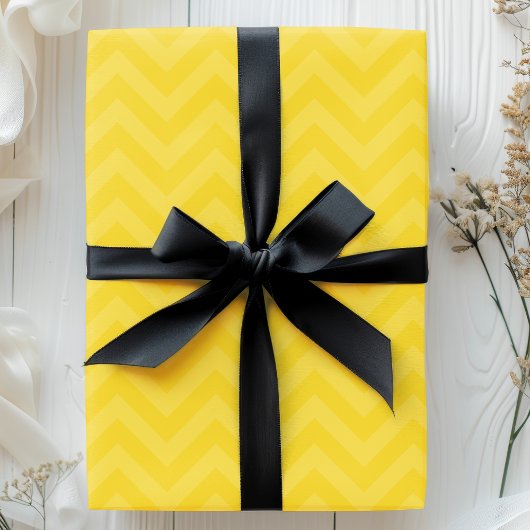 Papier Cadeau Rayures Chevron Zigzag Jaune Doré