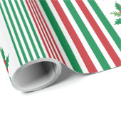 Papier Cadeau Rayures Classiques avec Houx (Coin rond)
