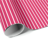 Papier Cadeau Rayures Classiques Blanc - Framboise (Coin rond)