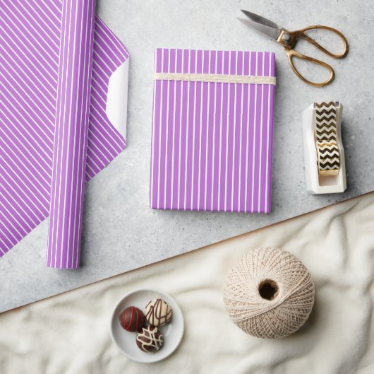 Papier Cadeau Rayures Classiques Blanc - Orchidée Violet (Artisanat)