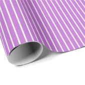 Papier Cadeau Rayures Classiques Blanc - Orchidée Violet (Coin rond)