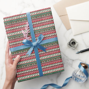 Papier Cadeau Rayures Classiques de Pull de Noël Laid