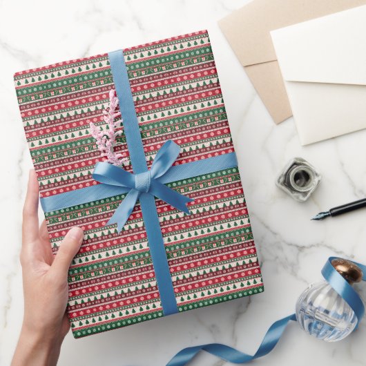Papier Cadeau Rayures Classiques de Pull de Noël Laid (Cadeaux)