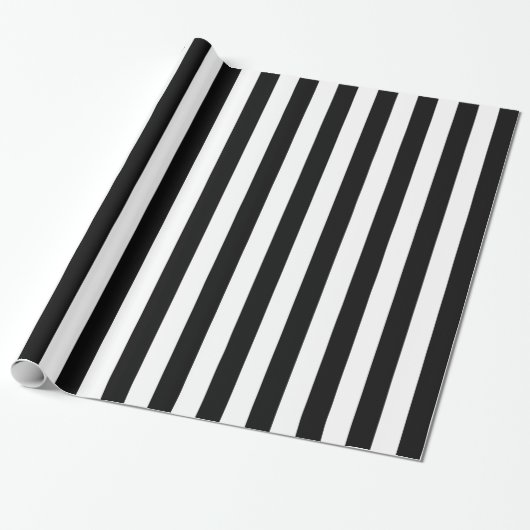 Papier Cadeau Rayures classiques noires verticales (Déroulé)
