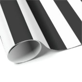 Papier Cadeau Rayures classiques noires verticales (Coin rond)