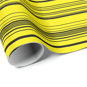 Papier Cadeau Rayures complexes en noir et jaune