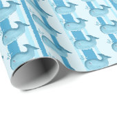 Papier Cadeau Rayures de baleine bleue bébé mignon (Coin rond)