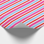 Papier Cadeau Rayures de bonbons rouges et bleus vifs (Coin)