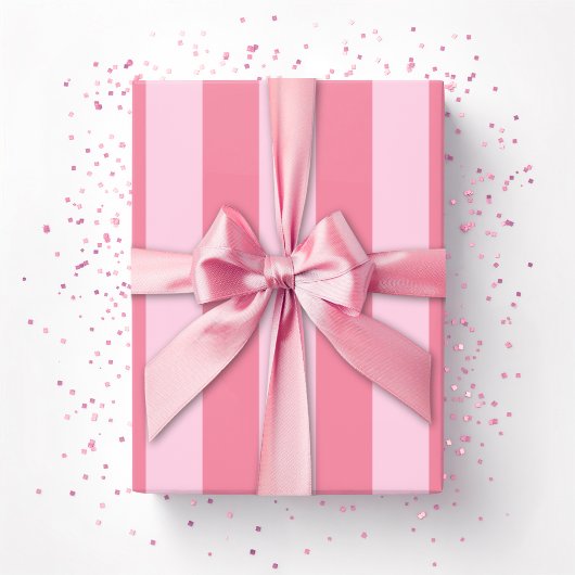 Papier Cadeau Rayures de cabane en rose