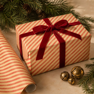 Papier Cadeau Rayures de canne à bonbon rouge vintage de Noël
