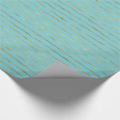 Papier Cadeau Rayures de charme d'or de turquoise (Coin)