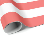 Papier Cadeau Rayures de corail et blanches (Coin rond)