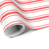 Papier Cadeau Rayures de coutil de lit de matelas rouge de Noël (Coin rond)