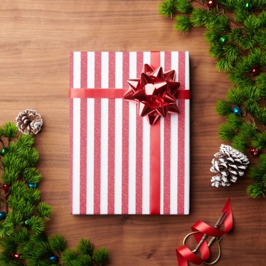 Papier Cadeau Rayures de craie rouge (Cadeau de vacances)