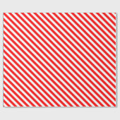 Papier Cadeau Rayures de Diag - blanc et rouge (Plat)