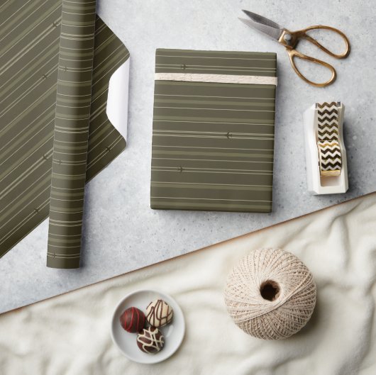 Papier Cadeau Rayures de flux Jet Olive Vert (Artisanat)