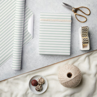 Papier Cadeau Rayures de l'héritage du printemps | Sauge apaisée
