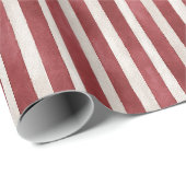 Papier Cadeau Rayures de Noël crème rouge (Coin rond)
