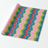 Papier Cadeau Rayures de Noël étoilées (Déroulé)